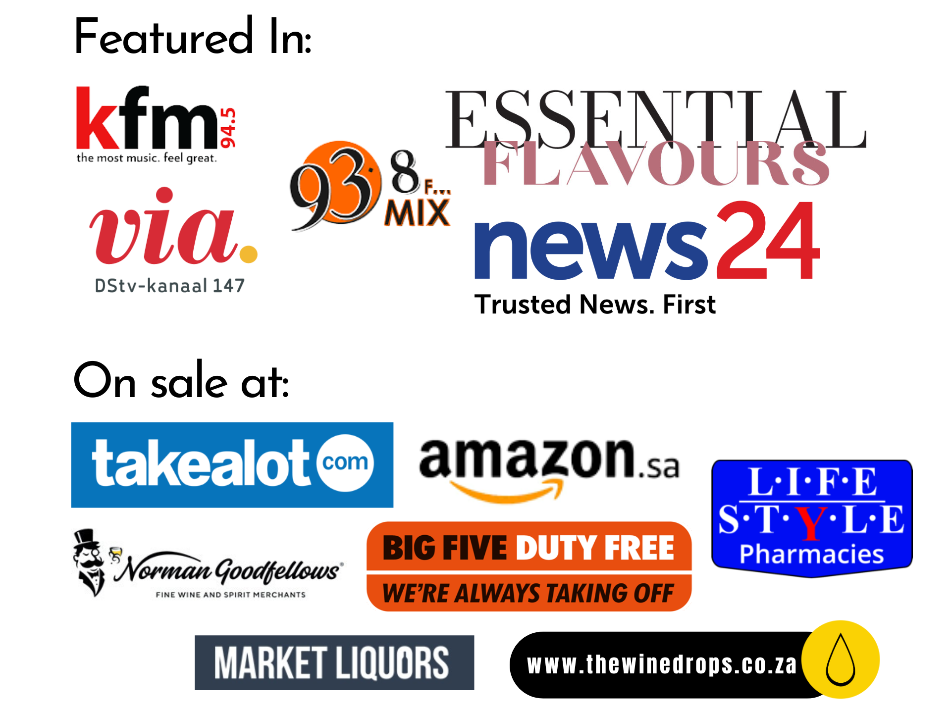 The Wine Drops featured in Rooi Rose and Essential Flavours media publications