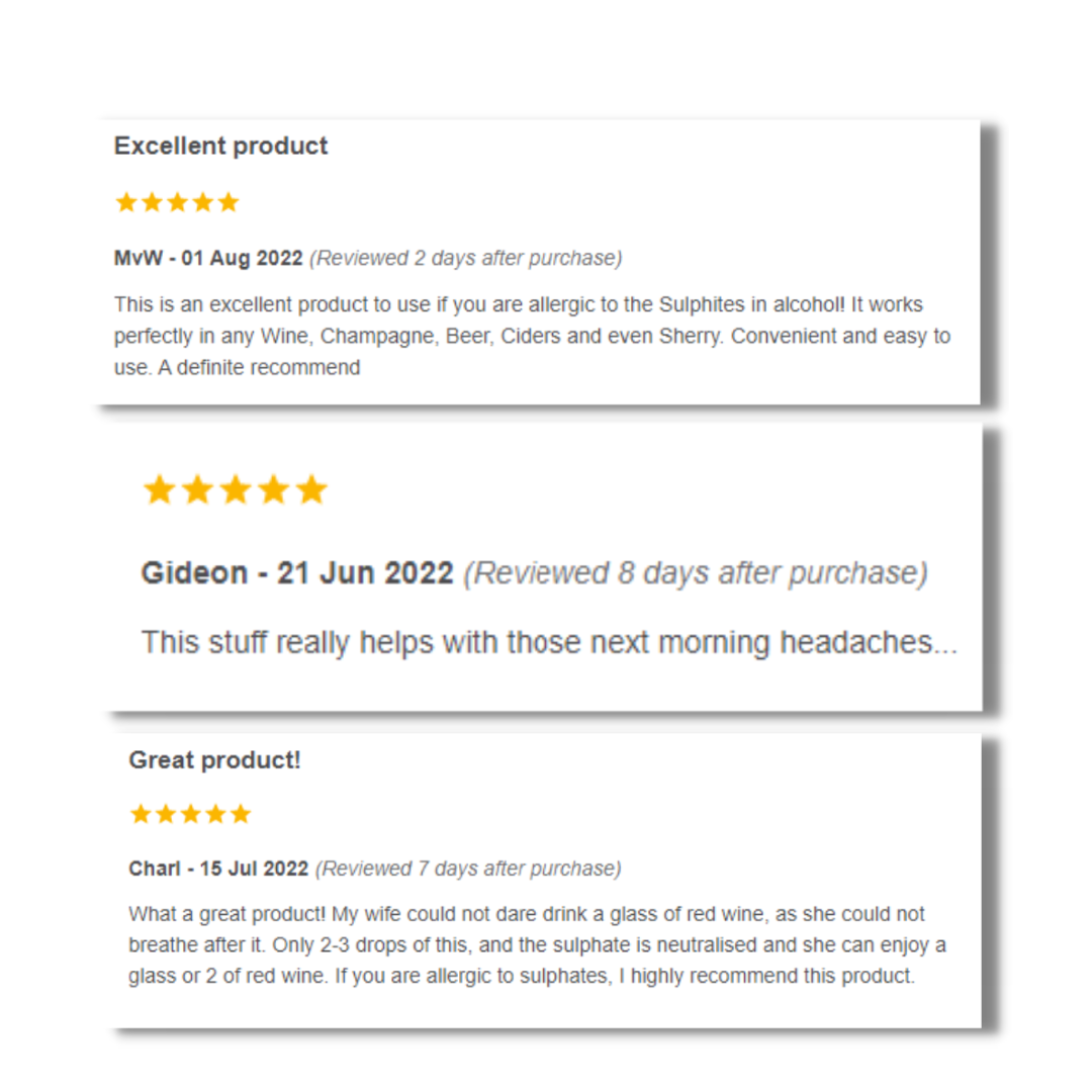 The Wine Drops testimonials - reduce sulphites in all wines!
