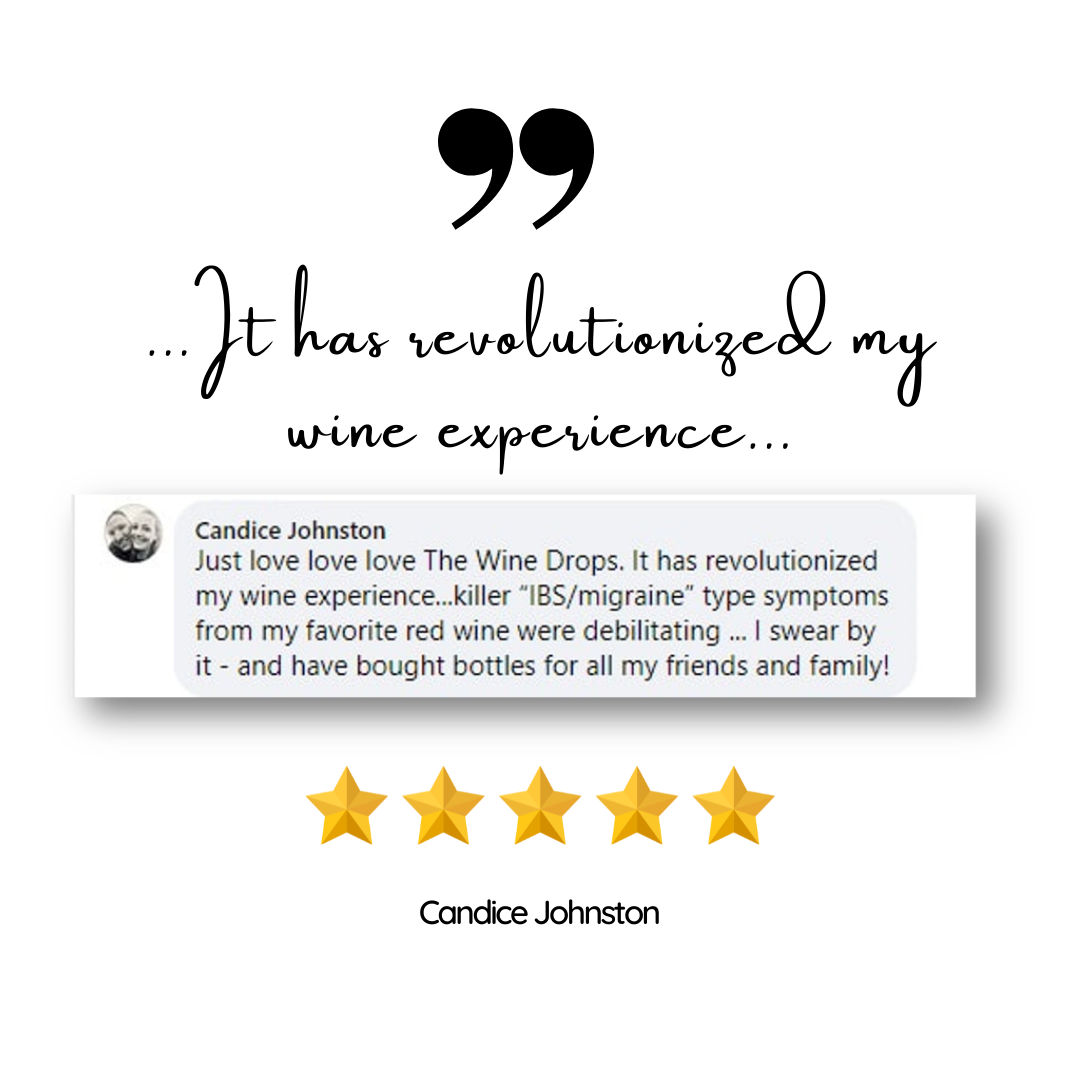 The Wine Drops testimonial by Candice Johnston - reduce sulphites in all wines!